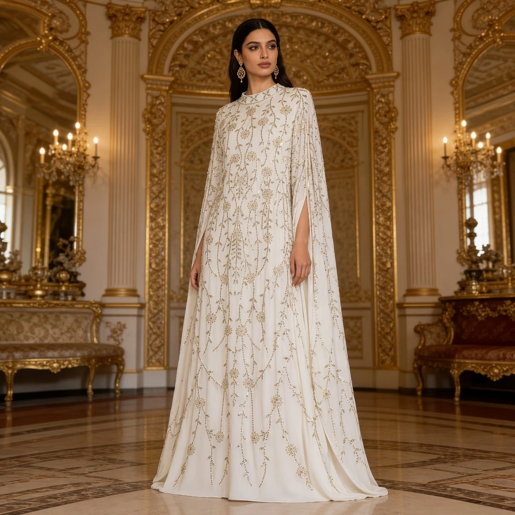 Abaya Dubaï de luxe perlée, brodée et ornée de sequins, robe caftan musulmane, élégante robe de soirée islamique pour l'Aïd .