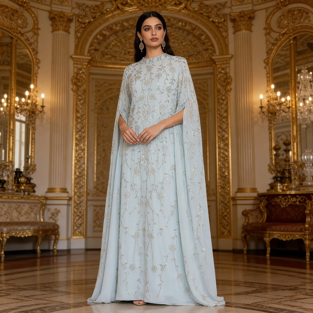 Abaya Dubaï de luxe perlée, brodée et ornée de sequins, robe caftan musulmane, élégante robe de soirée islamique pour l'Aïd .